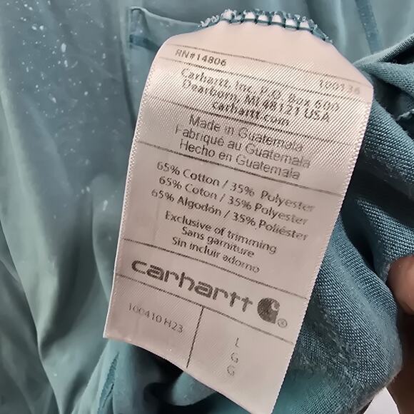 Carhartt T Shirt Mens Large Blue Pocket Relaxed Fit Short Sleeve Delmont Raglan - Picture 8 of 11